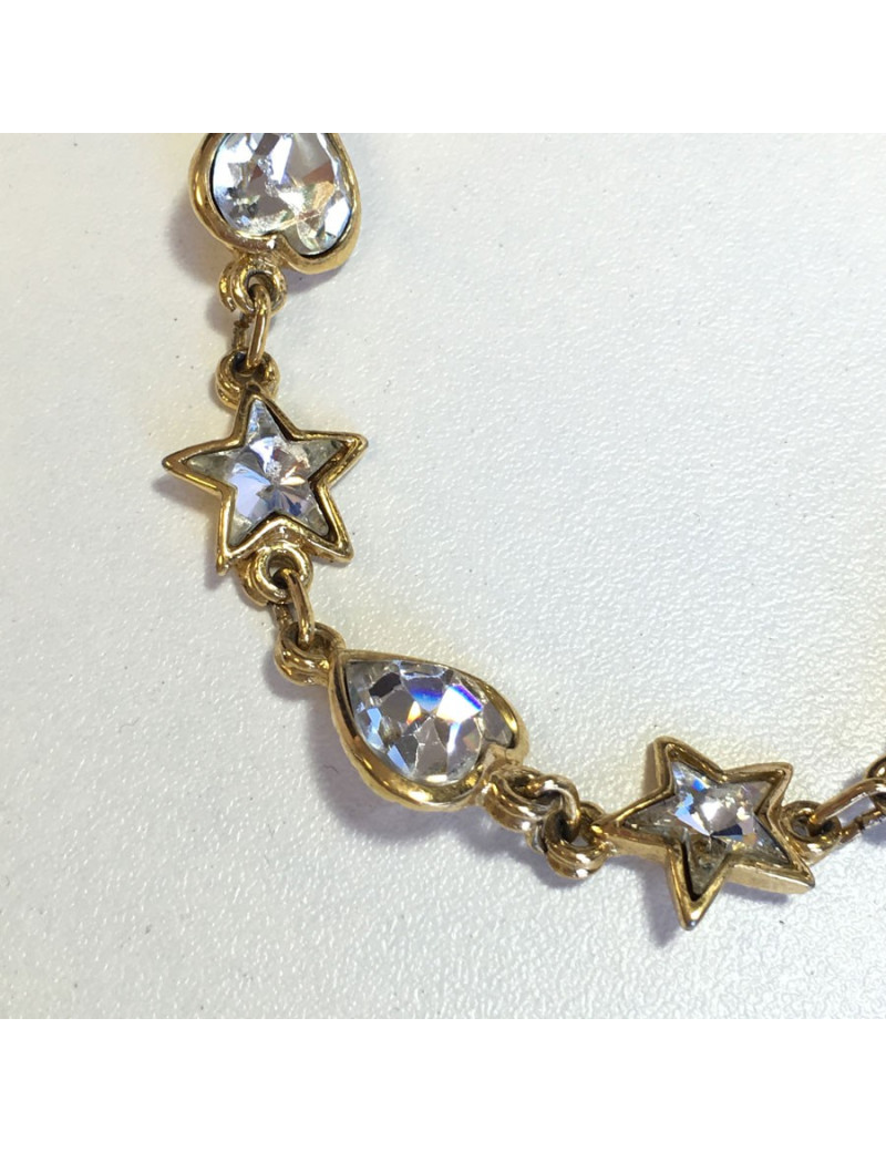 Bracelet YVES SAINT LAURENT strass et métal doré vintage