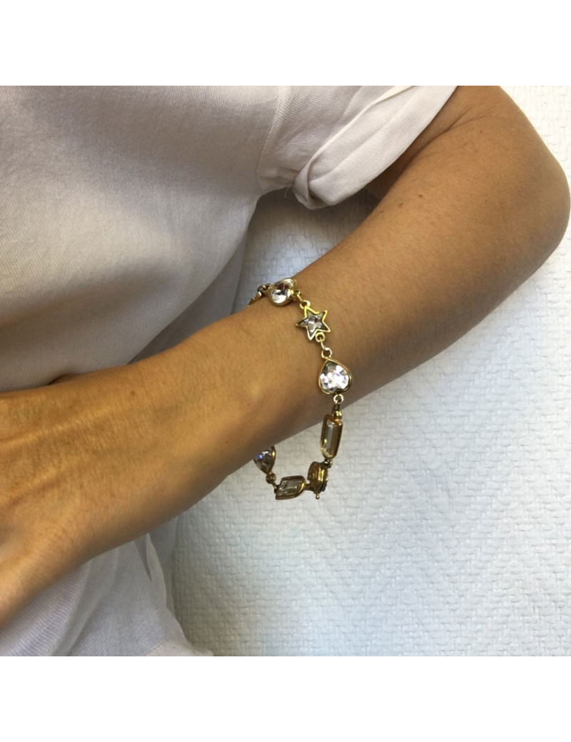 YVES SAINT LAURENT rhinestone and gold vintage metal bracelet