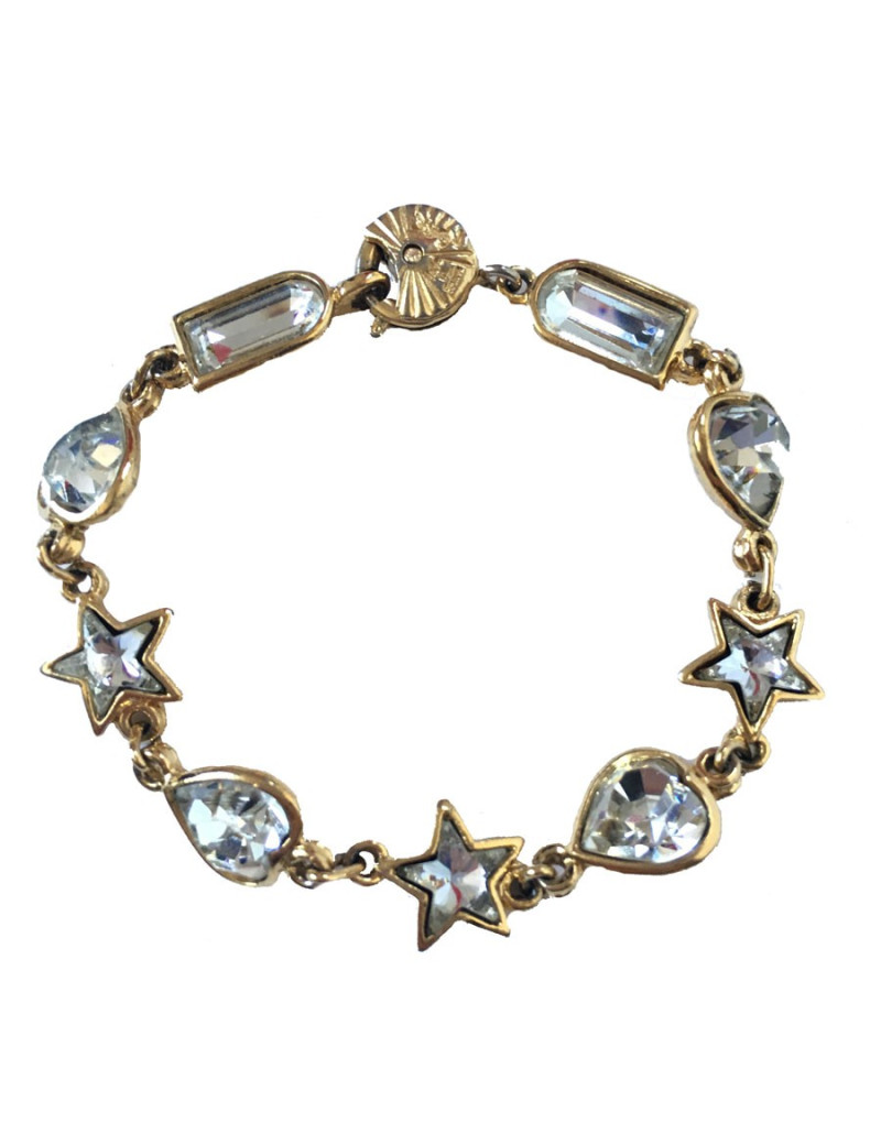 YVES SAINT LAURENT rhinestone and gold vintage metal bracelet