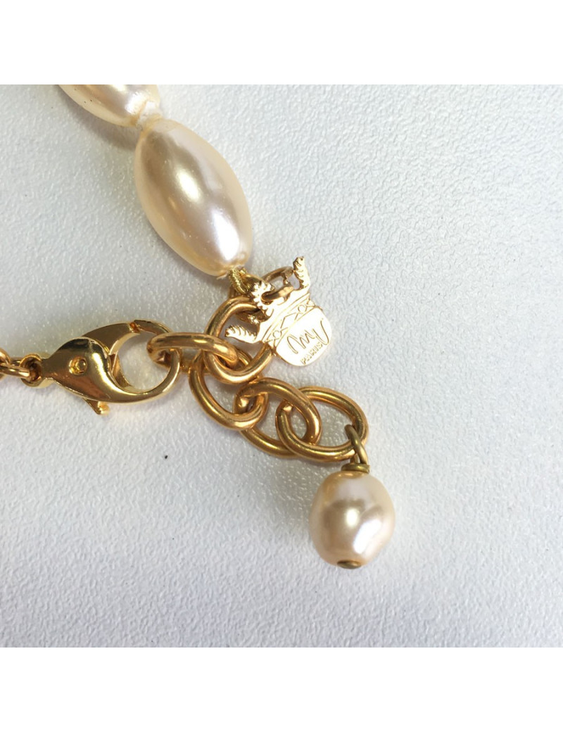 MARGUERITE of VALOIS Camellia necklace Pearl glass paste