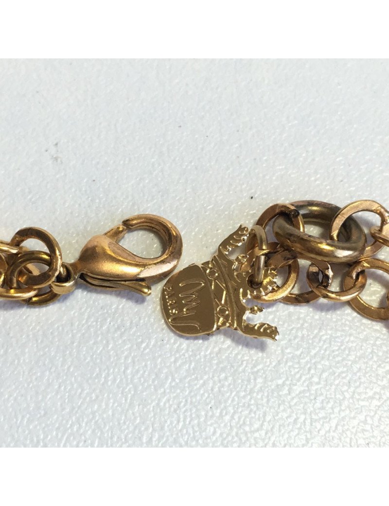 Collier MARGUERITE de VALOIS  en métal or vieilli, pâte de verre et strass