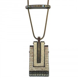 LANVIN pendant articulated in brass and rhinestones