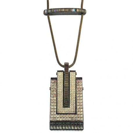 LANVIN pendant articulated in brass and rhinestones