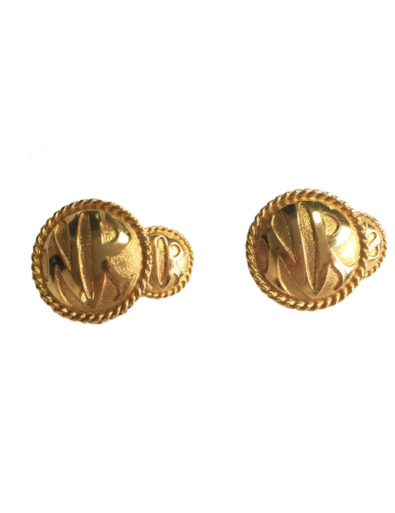 Boutons de manchette NINA RICCI ronds en métal doré