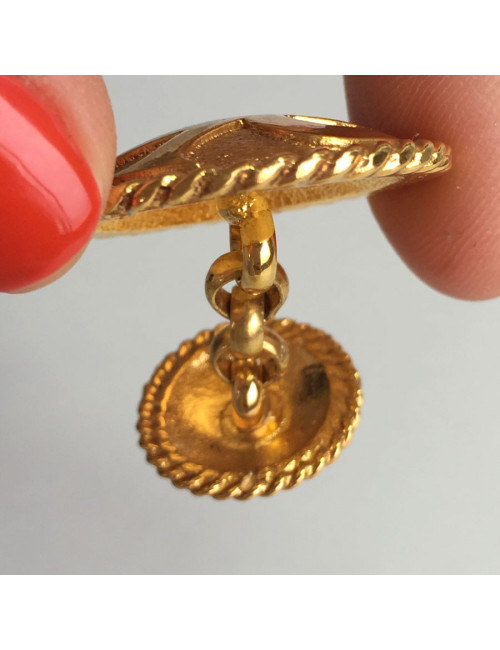 Boutons de manchette NINA RICCI ronds en métal doré