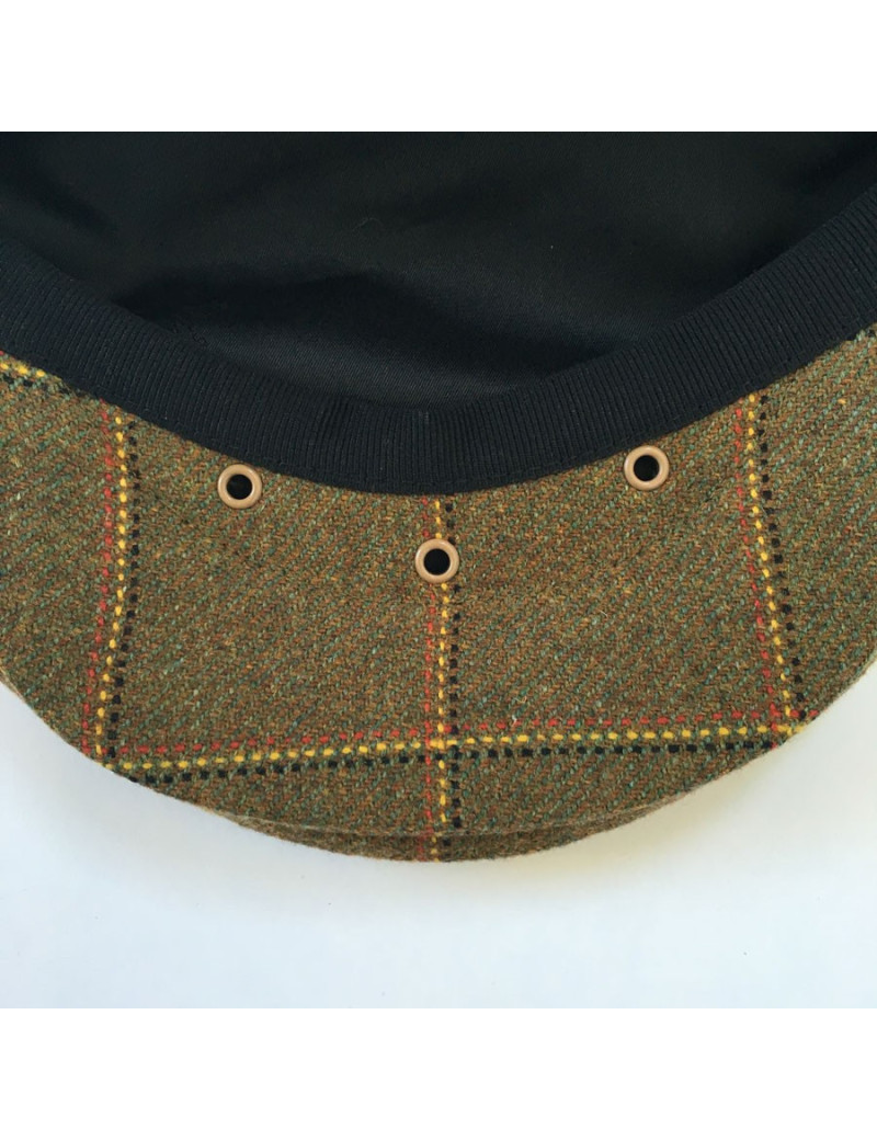 MOTSCH cap for HERMES "Edinburgh" collection in wool with khaki check pattern