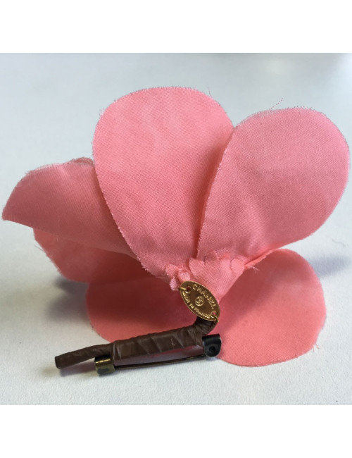 CHANEL camellia brooch in pink silk