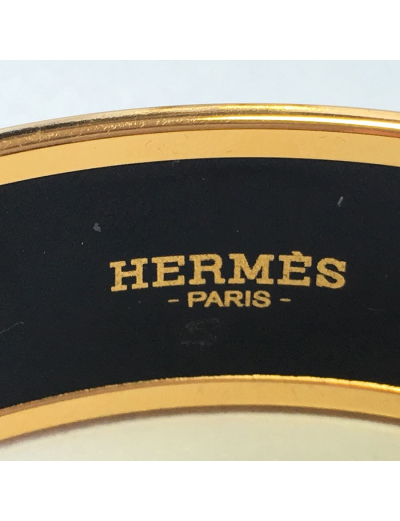 Bracelet HERMES en émail rouge bordeaux large