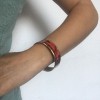 Bracelet HERMES en émail rouge bordeaux large