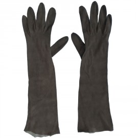 CHRISTIAN DIOR shoulder-length gloves brown suede