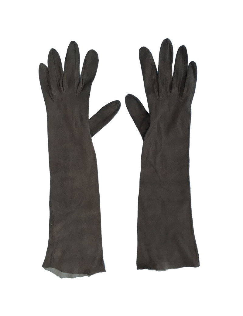 Gants mi-longs CHRISTIAN DIOR en suède marron