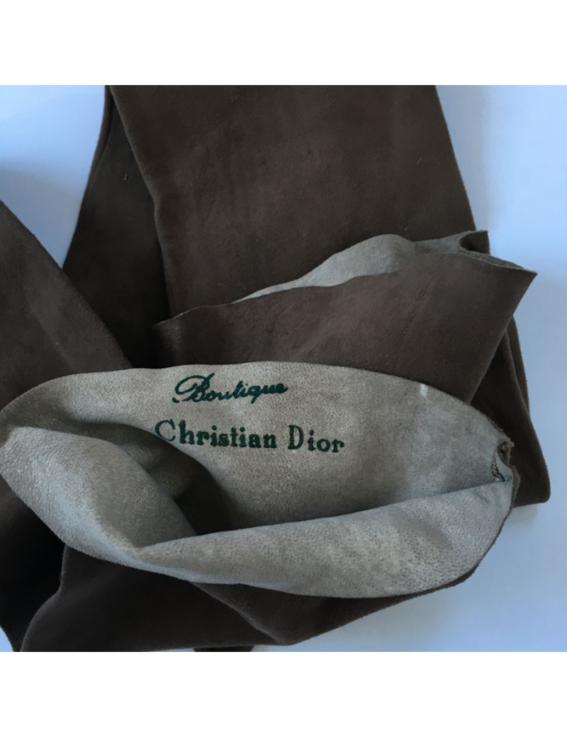 CHRISTIAN DIOR shoulder-length gloves brown suede