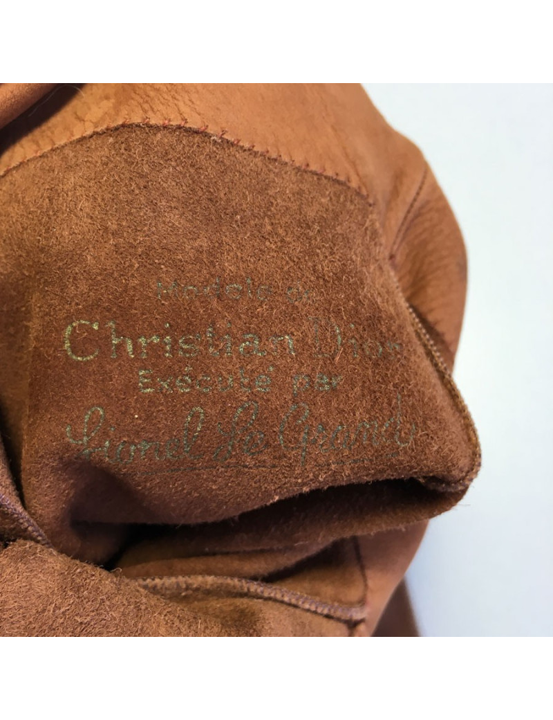 Gants CHRISTIAN DIOR  en cuir marron vintage 