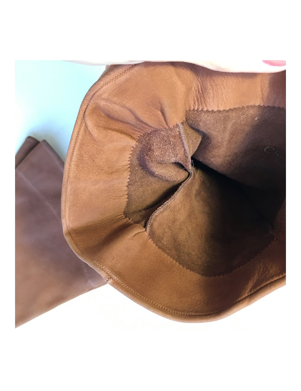 Gants CHRISTIAN DIOR  en cuir marron vintage 