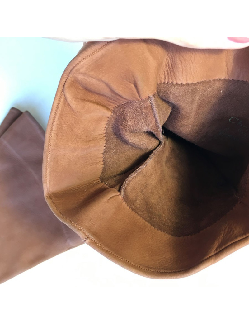 Gants CHRISTIAN DIOR  en cuir marron vintage 