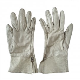 HERMES gloves in cream size lamb leather 7