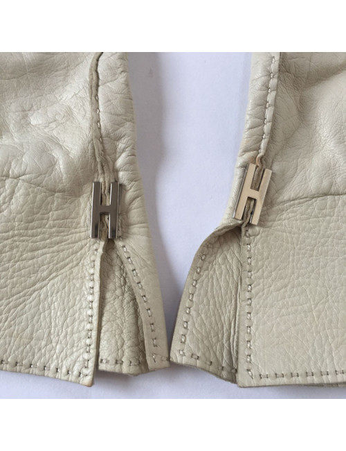 HERMES gloves in cream size lamb leather 7