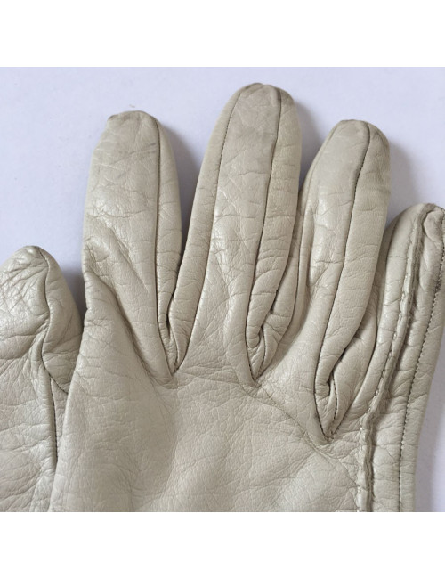 HERMES gloves in cream size lamb leather 7