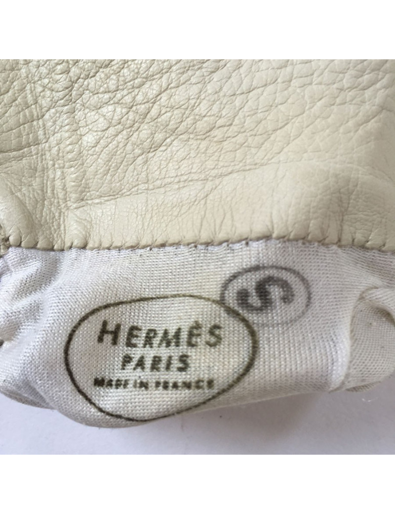 HERMES gloves in cream size lamb leather 7