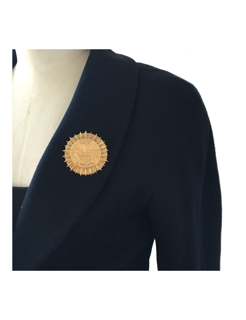 Broche CHANEL ronde vintage en métal doré