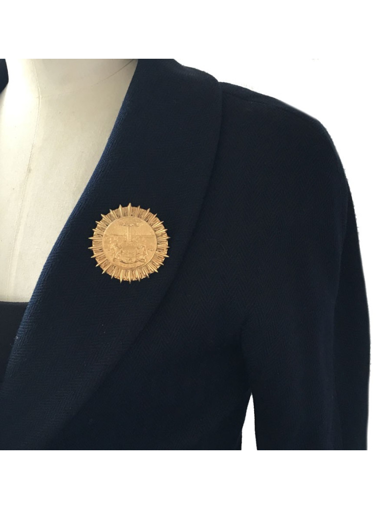 Broche CHANEL ronde vintage en métal doré