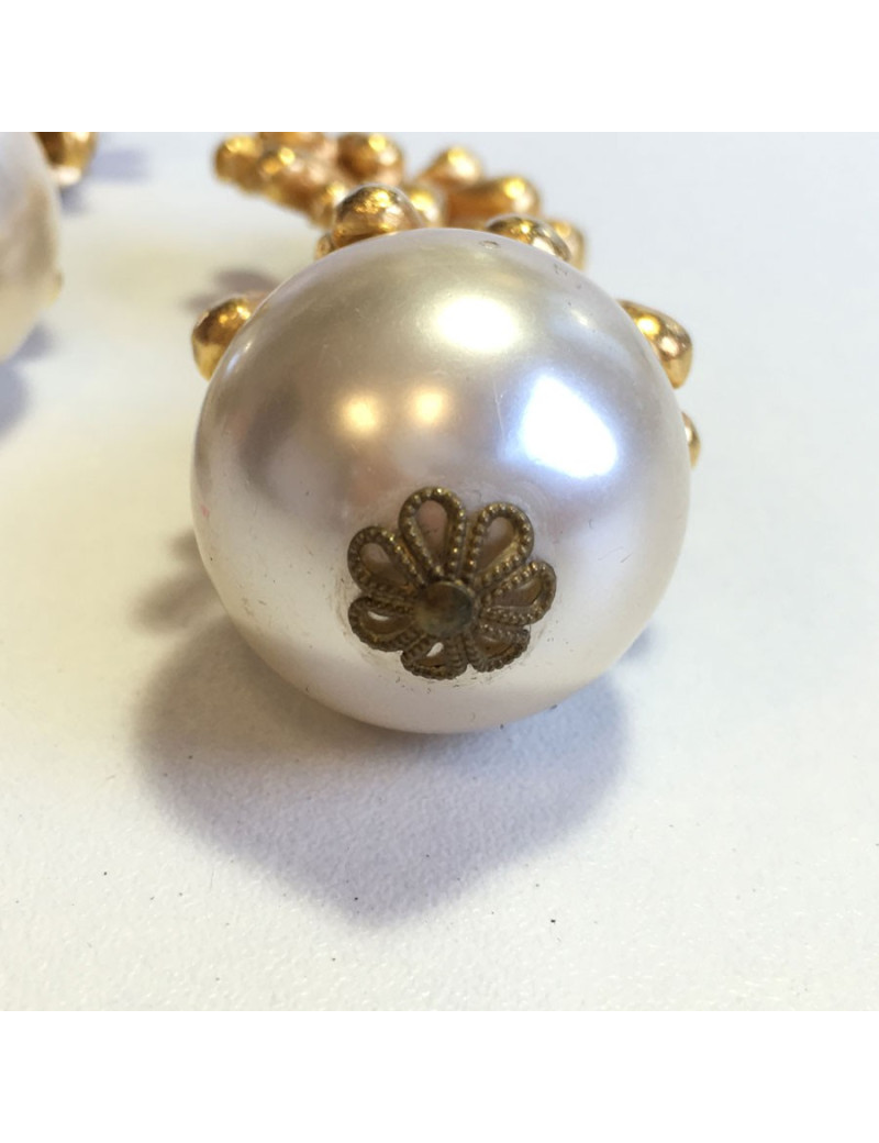 Clips CHRISTIAN LACROIX vintage pendants gold and Pearly Pearl