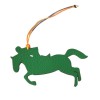 Charm. horse and jockey in two-tone green and brown leather HERMES