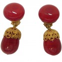 MARGUERITE of VALOIS clips red coral glass