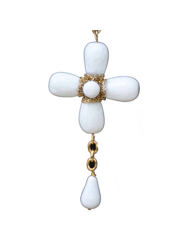 Collier Croix blanc Marguerite de Valois