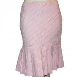 CHANEL t 36 pleated striped skirt pink