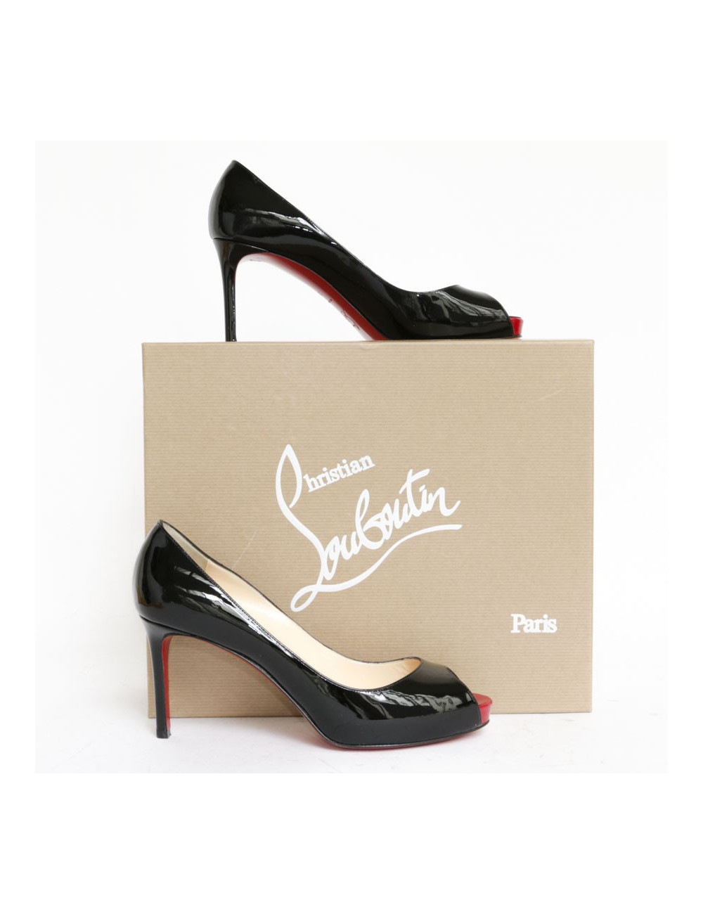 CHRISTIAN LOUBOUTIN T38 Black patent leather pumps
