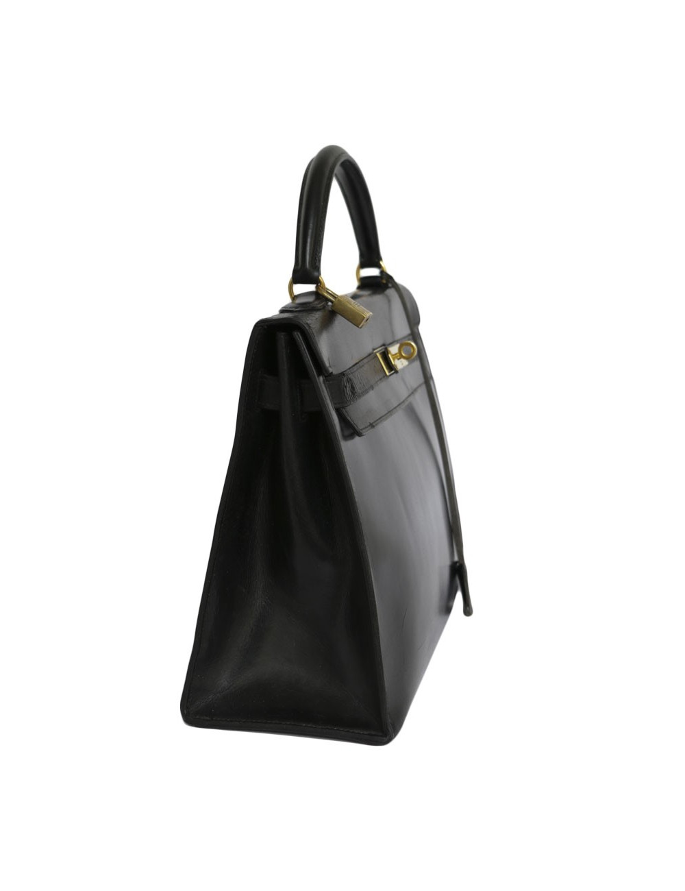 Sac Kelly 32 HERMES cuir box noir piqûres sellier 
