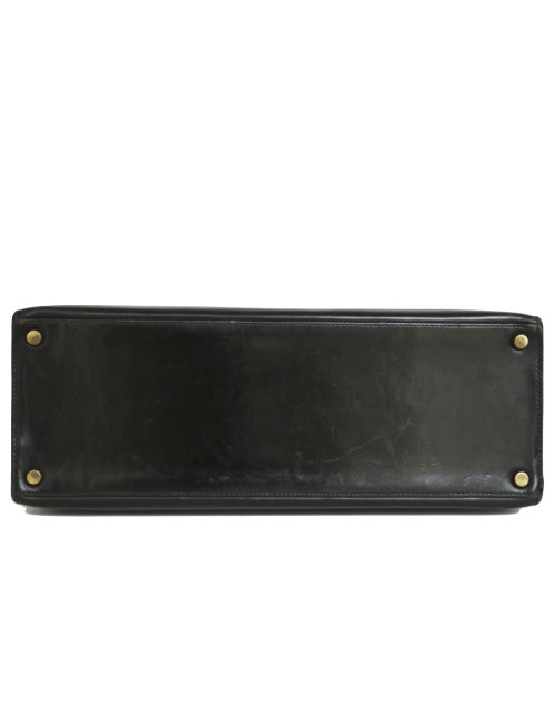 Sac Kelly 32 HERMES cuir box noir piqûres sellier 