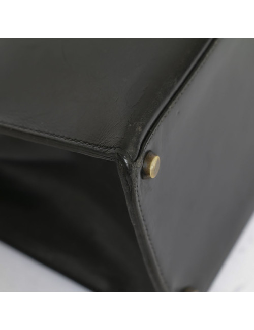 Sac Kelly 32 HERMES cuir box noir piqûres sellier 