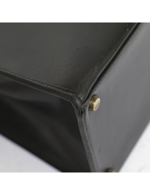 Sac Kelly 32 HERMES cuir box noir piqûres sellier 