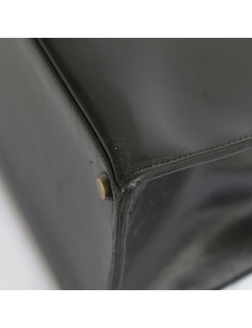 Sac Kelly 32 HERMES cuir box noir piqûres sellier 