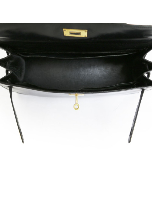 32 leather black bites box SADDLER HERMÈS Kelly bag