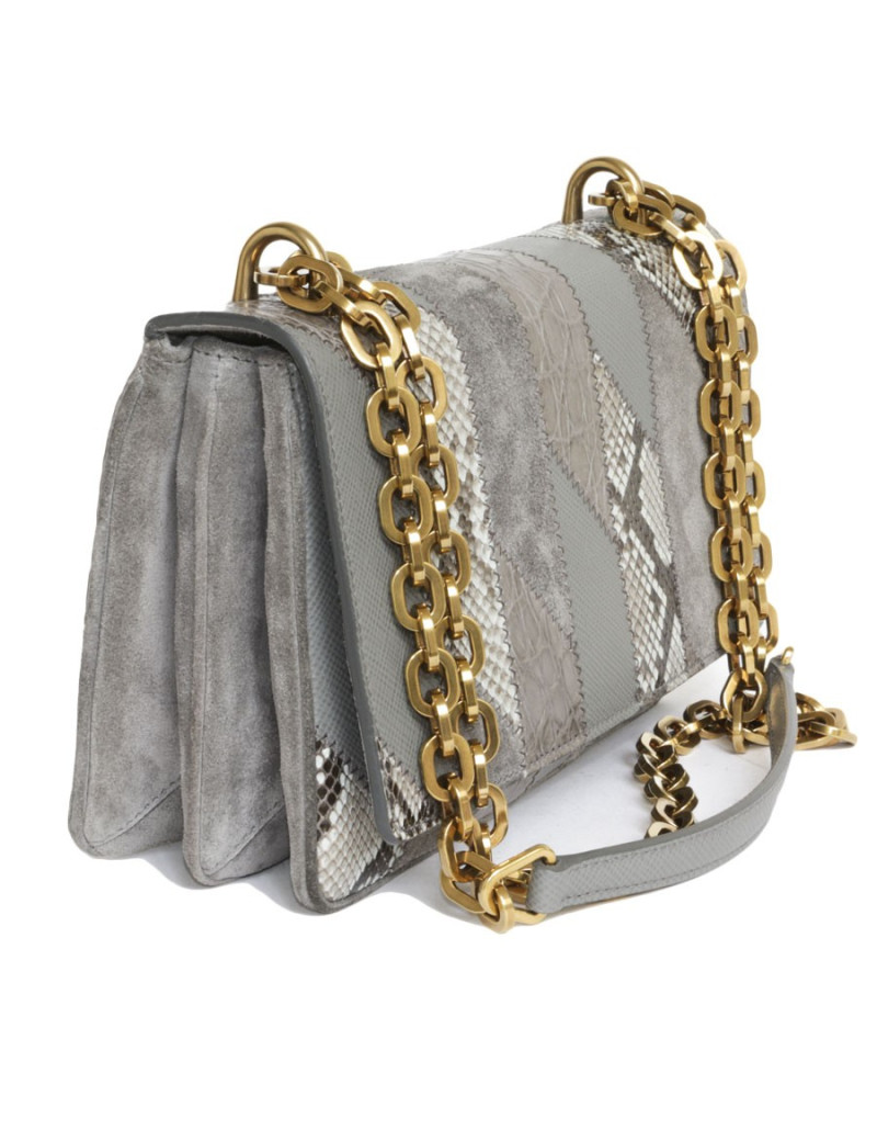 PRADA leather, crocodile and python handbag