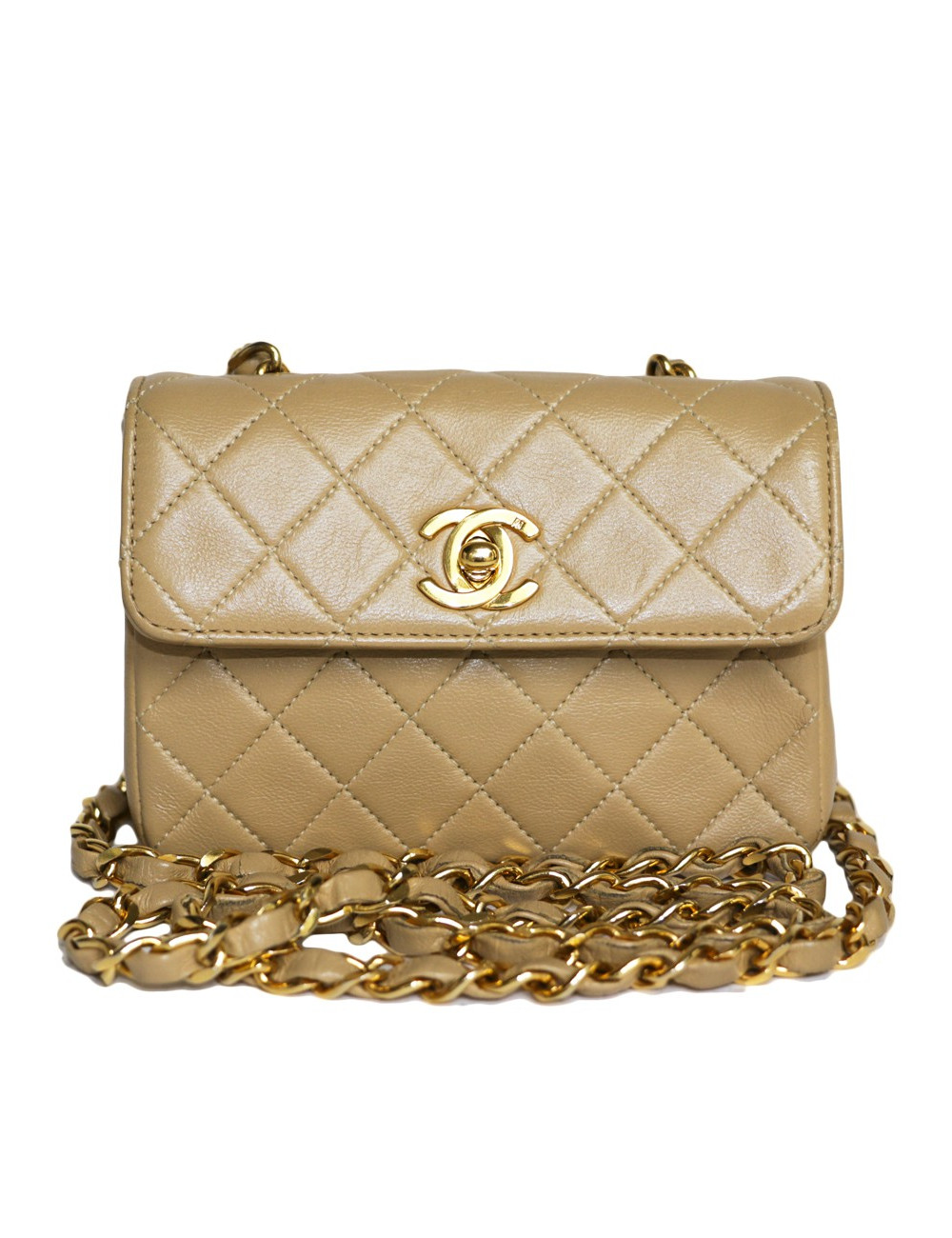 Mini sac CHANEL matelassé beige