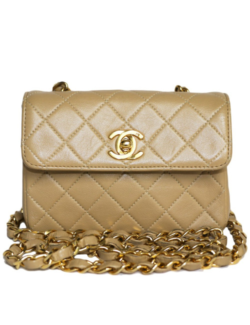 Mini sac CHANEL matelassé beige