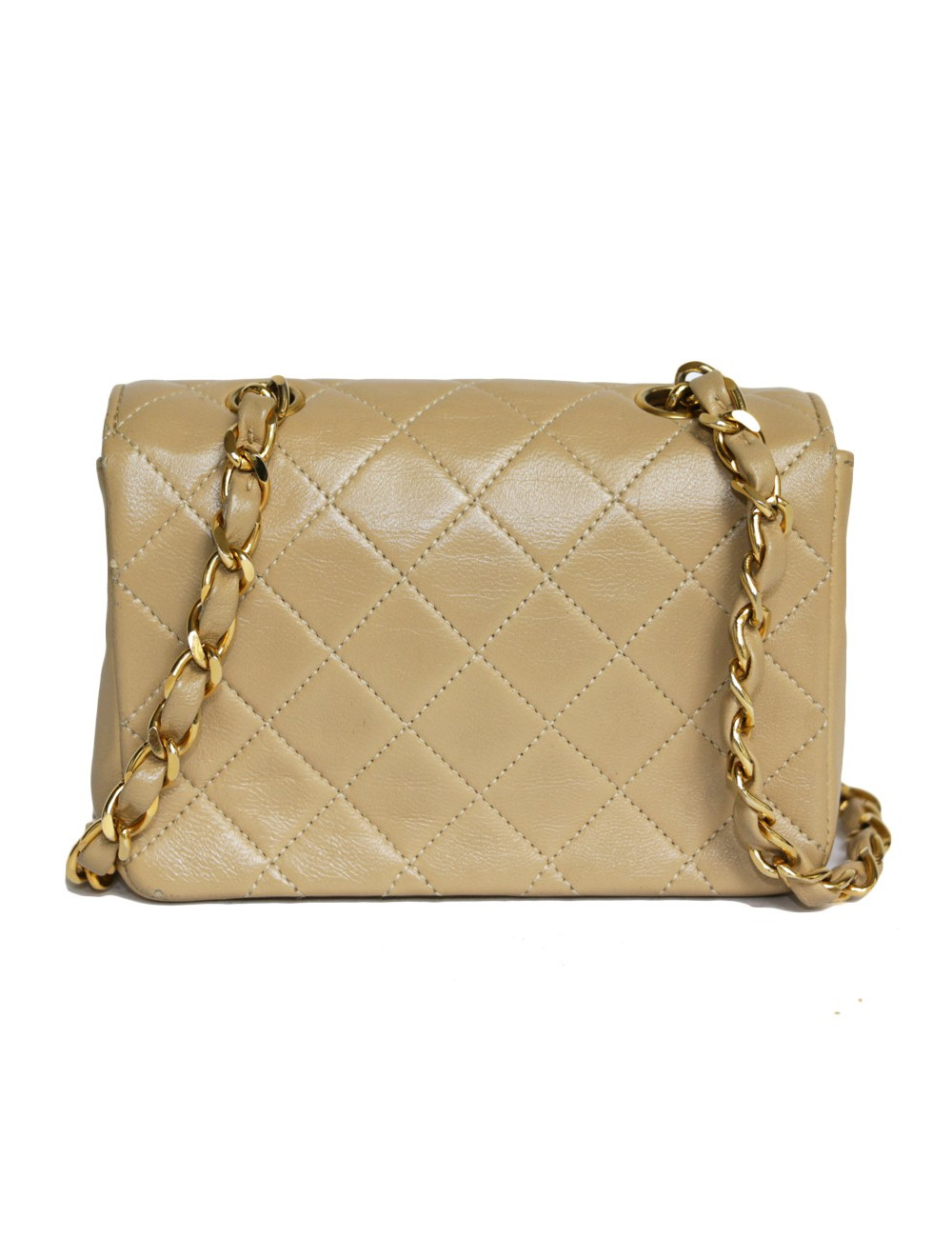 Mini quilted CHANEL bag beige