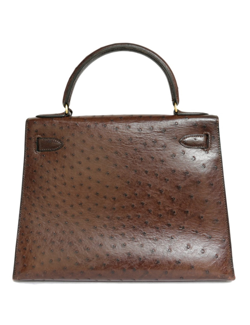 Kelly 28 HERMES sellier ostrich chocolate