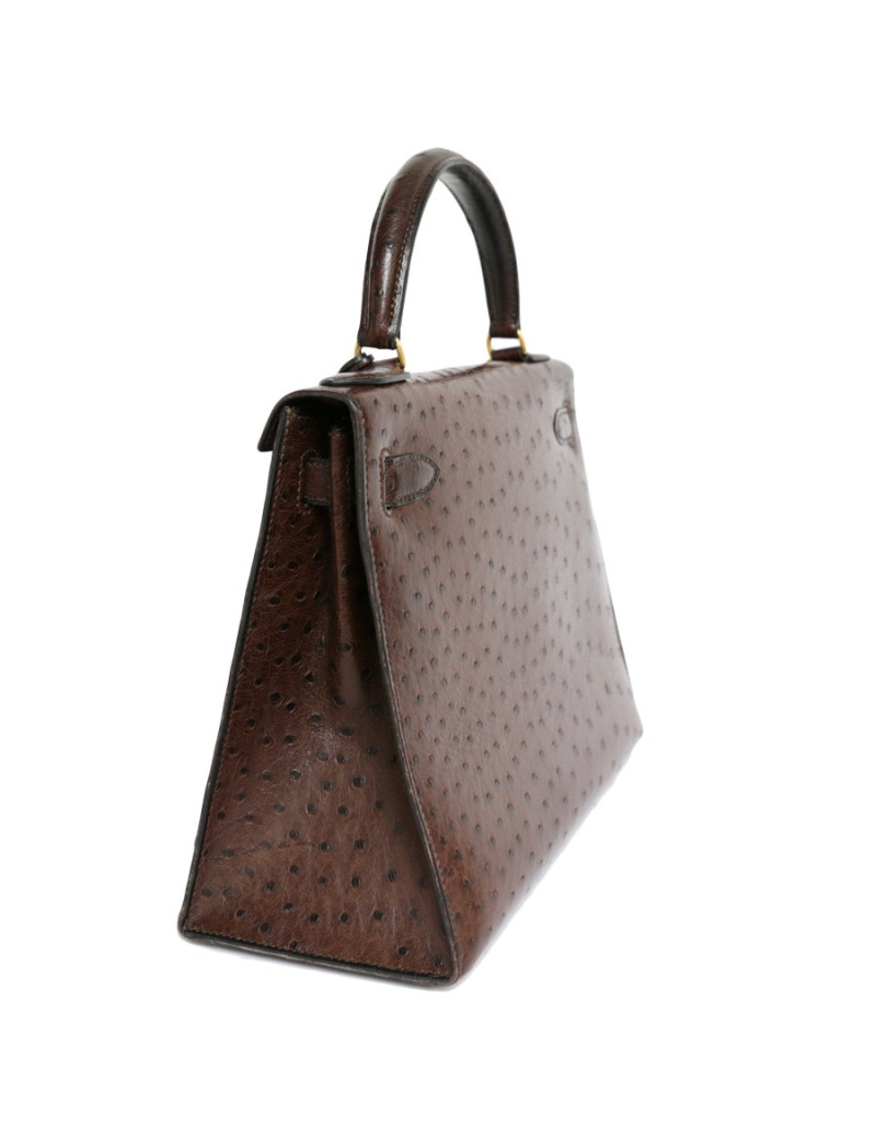 Kelly 28 HERMES sellier ostrich chocolate