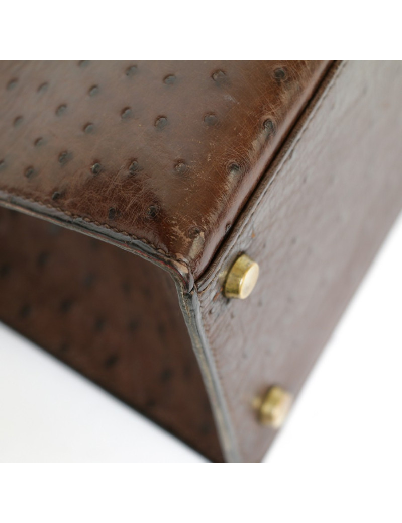 Kelly 28 HERMES sellier ostrich chocolate