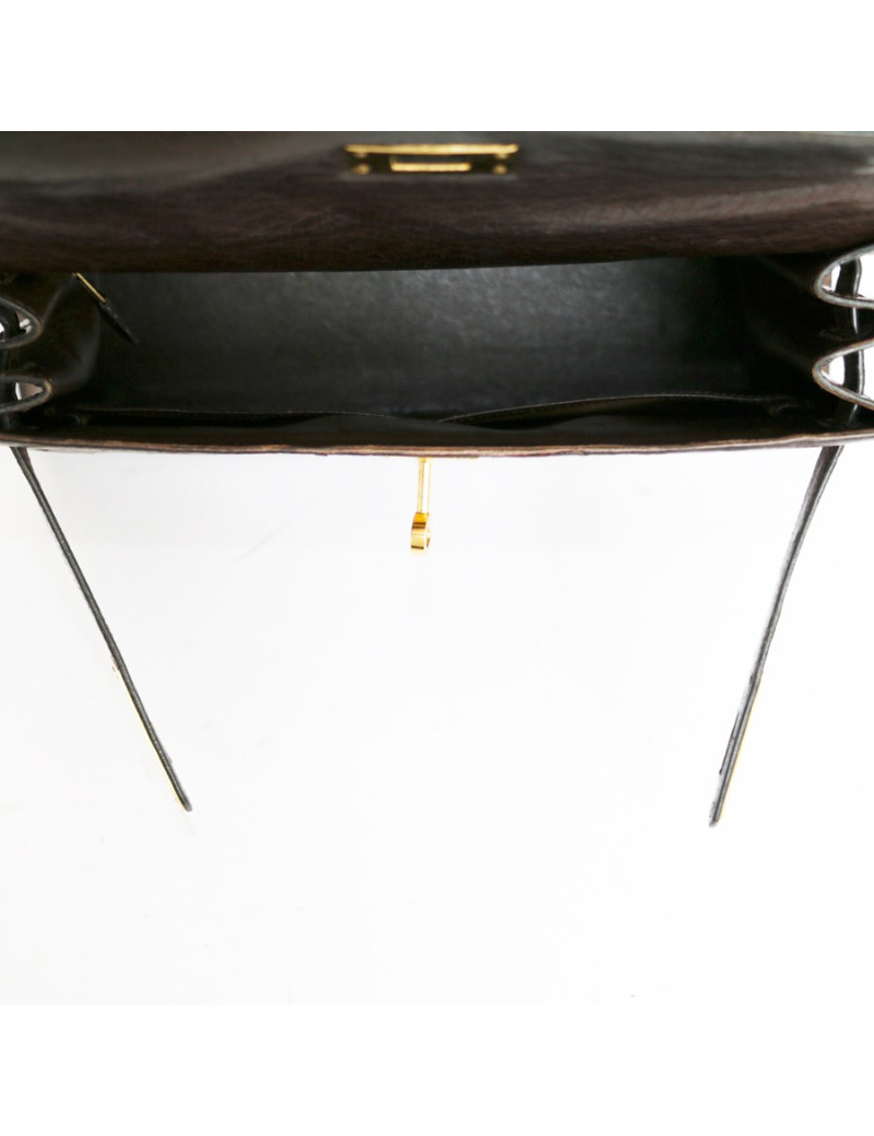 Kelly 28 HERMES sellier ostrich chocolate