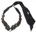Necklace LANVIN head of Panther in black resin and strass