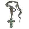 Collier LANVIN crucifix turquoise