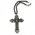 Necklace LANVIN cross XXL black and clear Swarovski crystals and glass