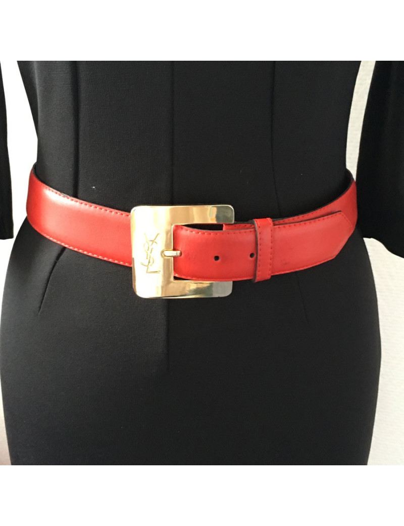 Ceinture YVES SAINT LAURENT cuir rouge