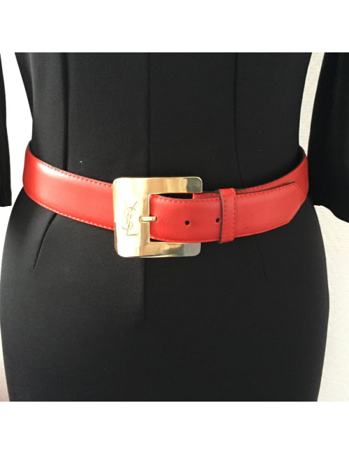 Ceinture YVES SAINT LAURENT cuir rouge